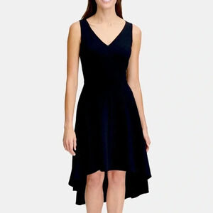 Tommy Hilfiger Flattering Sleeveless Hi-Low Fit & Flare Dress Black Size: 12 NWT
